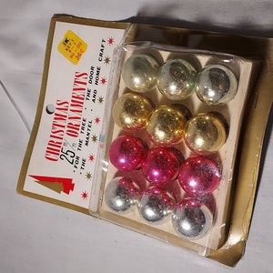 Vintage S. S. Kresge Company Glass Christmas Ornaments in Original Packaging